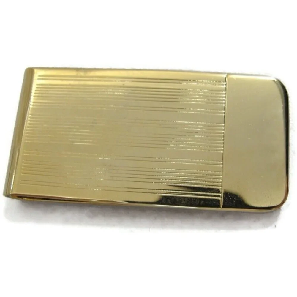 Vintage Engravable Gold Tone Money Clip Men Wallet ID Credit Card Holder